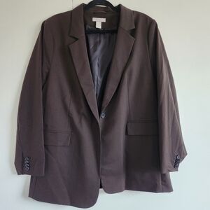 H&M Brown Tailored Blazer • Classic Workwear Jacket • One Button • Size XL